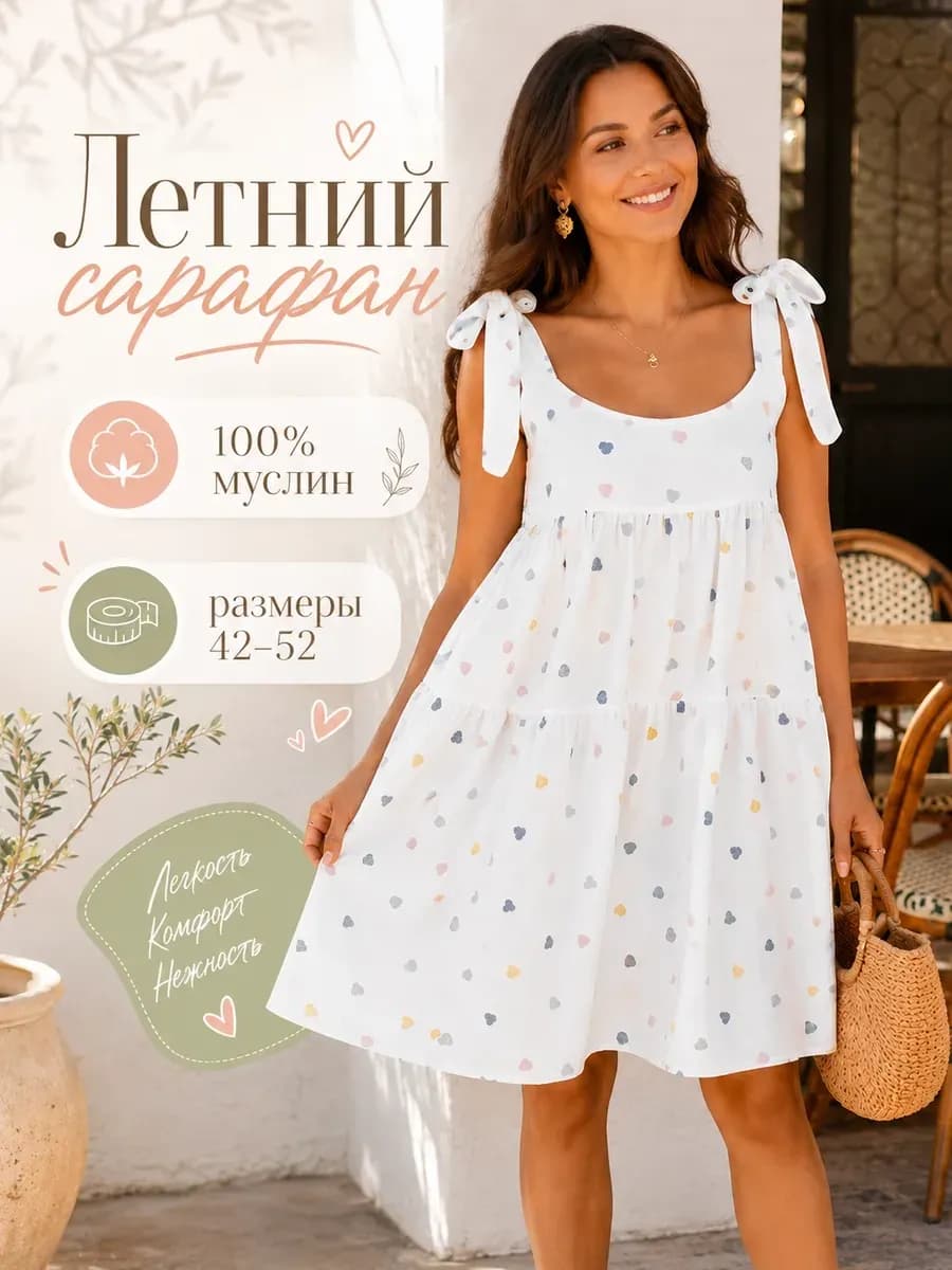 Сарафан муслиновый летний на завязках