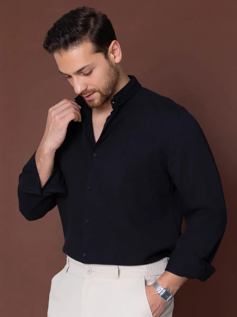 Рубашка приталенная с длинным рукавом