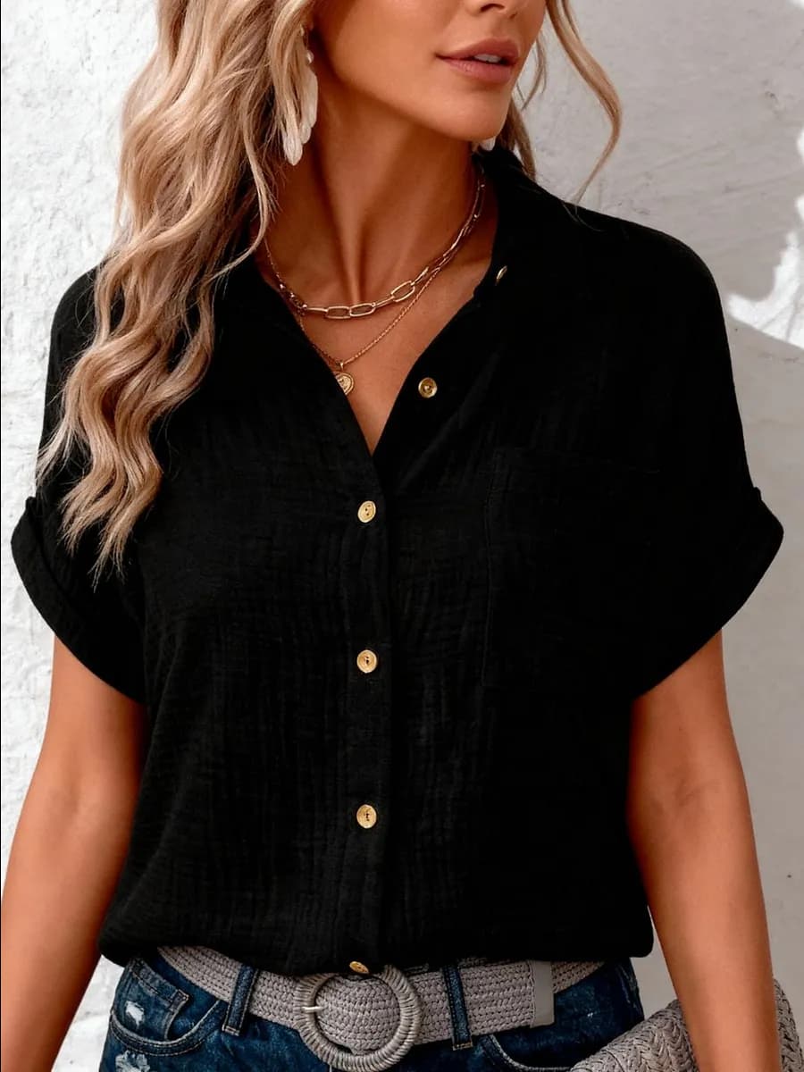 Блузка офисная с коротким рукавом и в школу