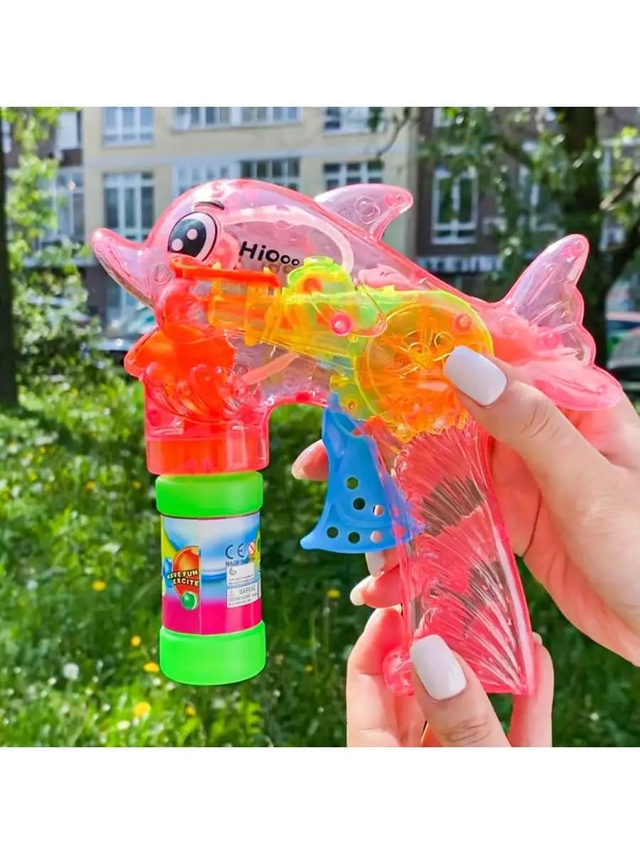 Пистолет мыльные пузыри для детей, Дельфин розовый, 1шт