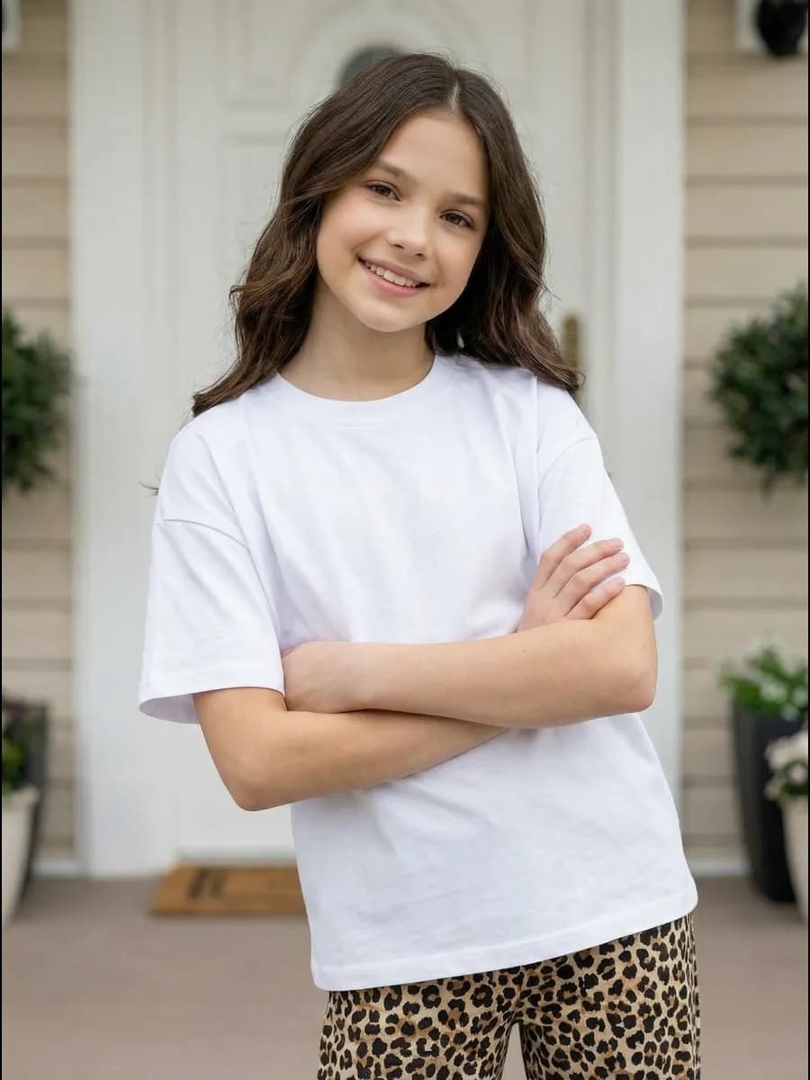 Футболка однотонная укороченная