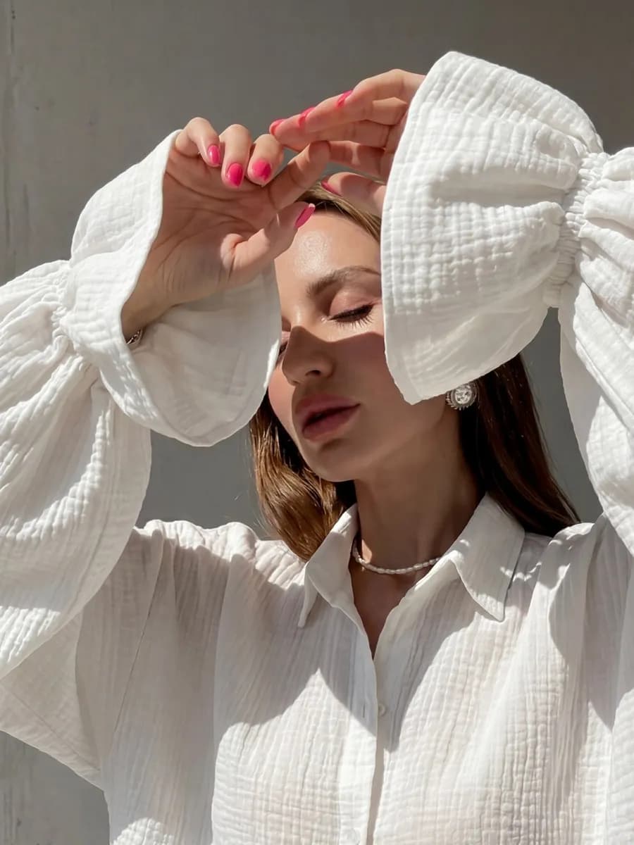 Рубашка оверсайз муслиновая летняя