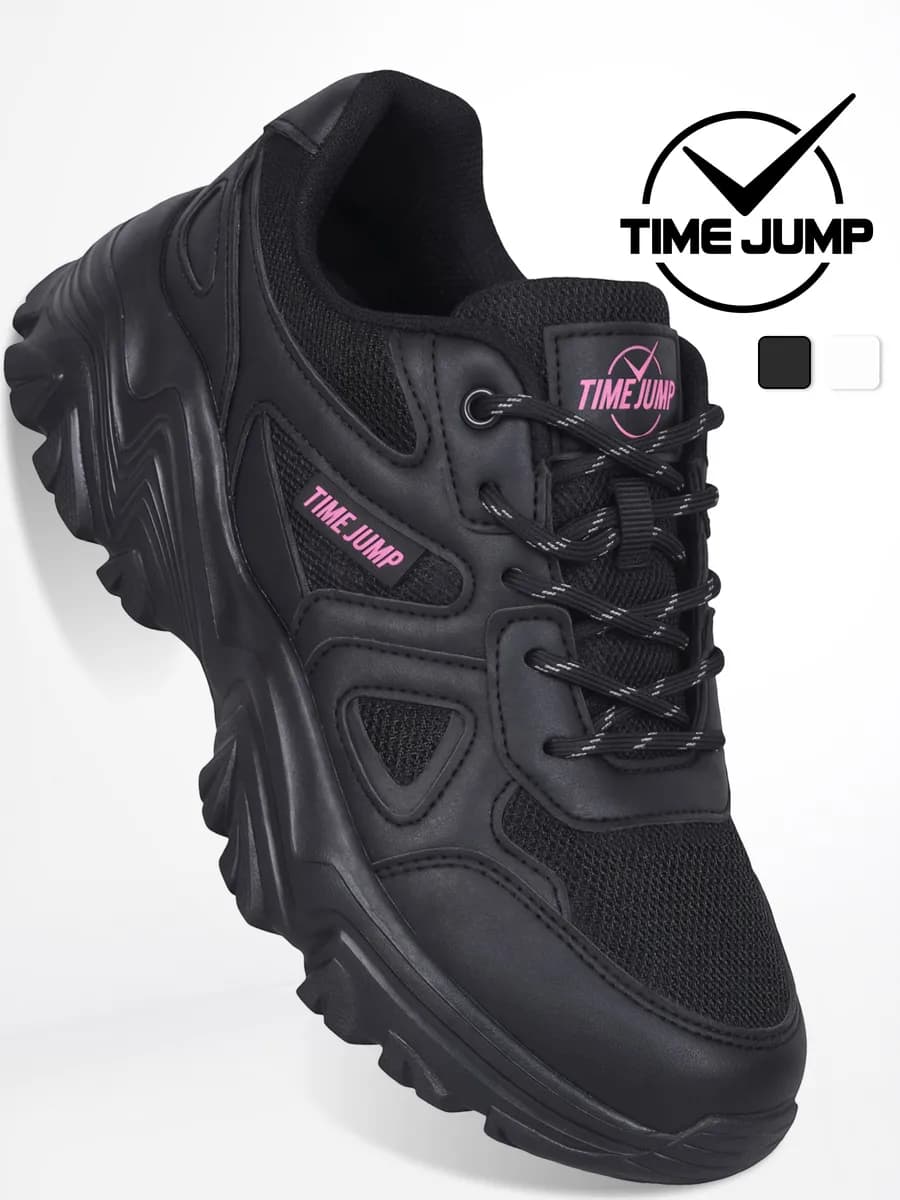 Кроссовки женские на высокой подошве черные дышащие