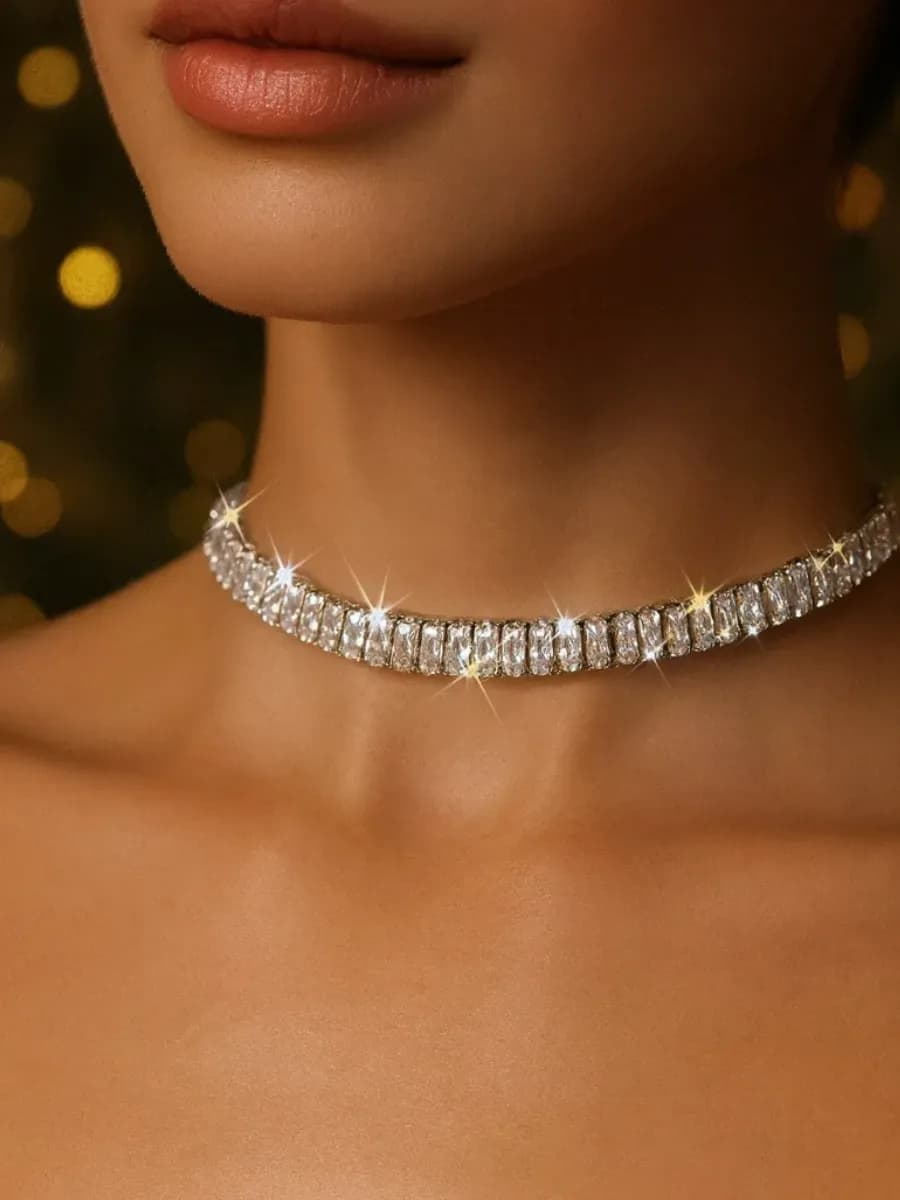 Чокер женский на шею бижутерия вечерняя со стразами
