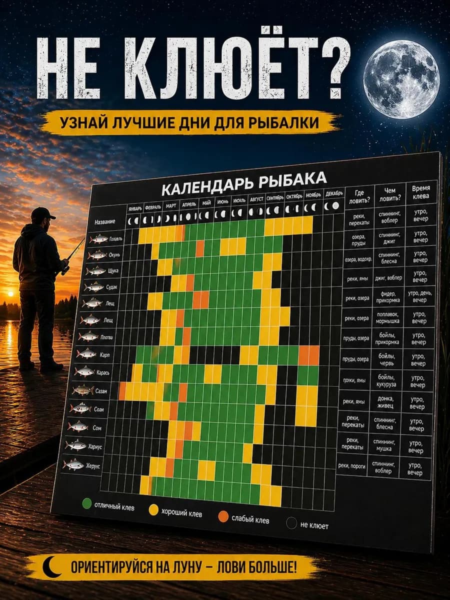 Лунный календарь рыбака Подарок мужчине