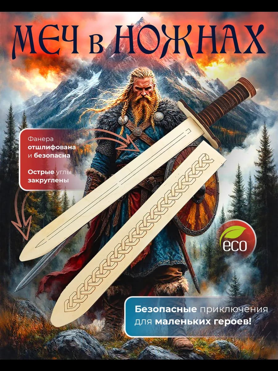 Меч в ножнах детский деревянный