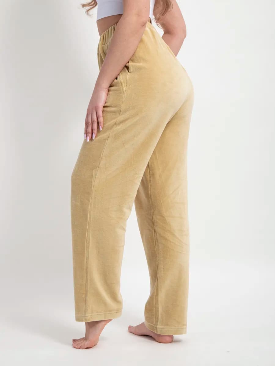 Брюки домашние теплые прямые велюровые на резинке