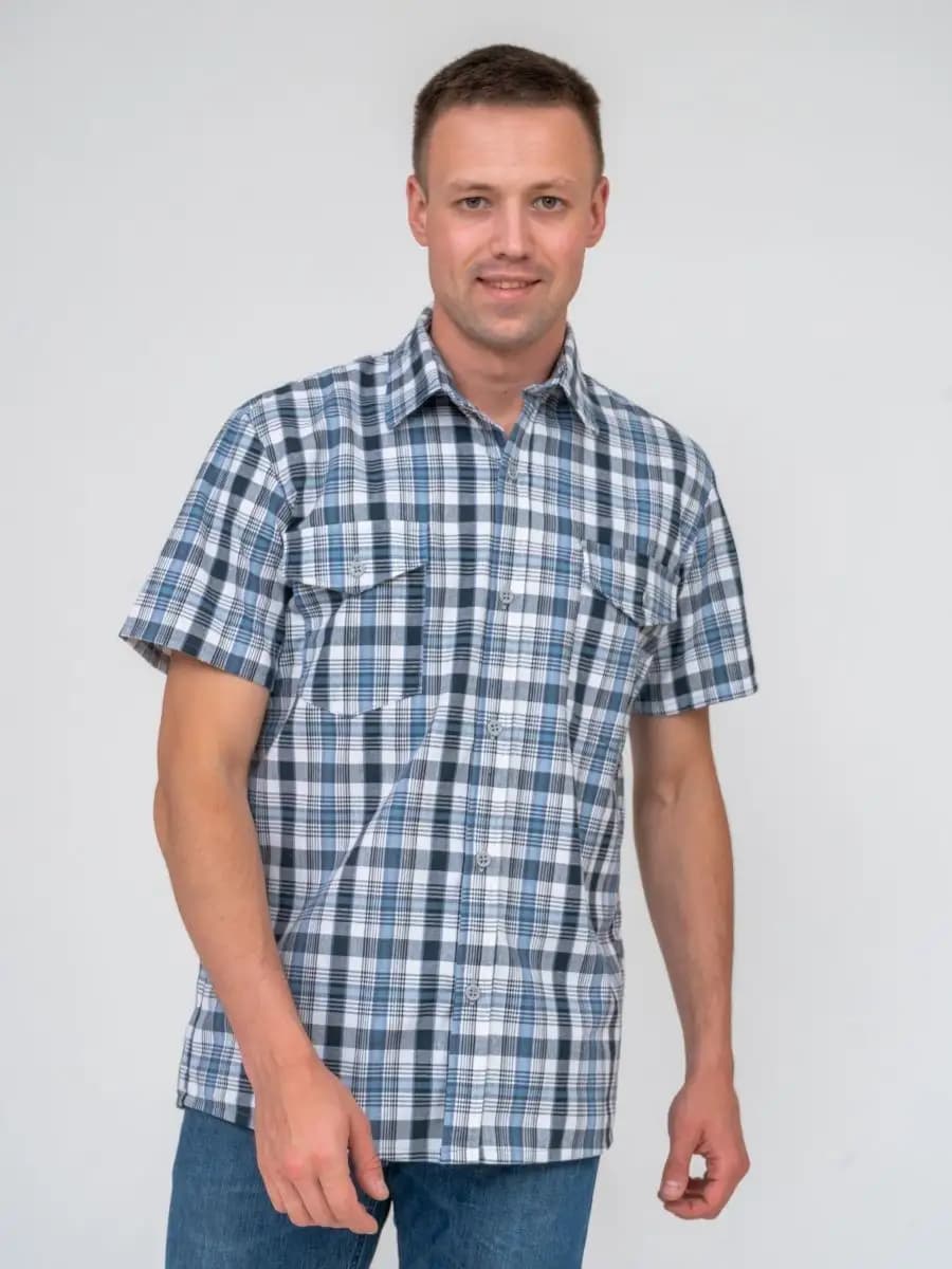 Рубашка в клетку с коротким рукавом