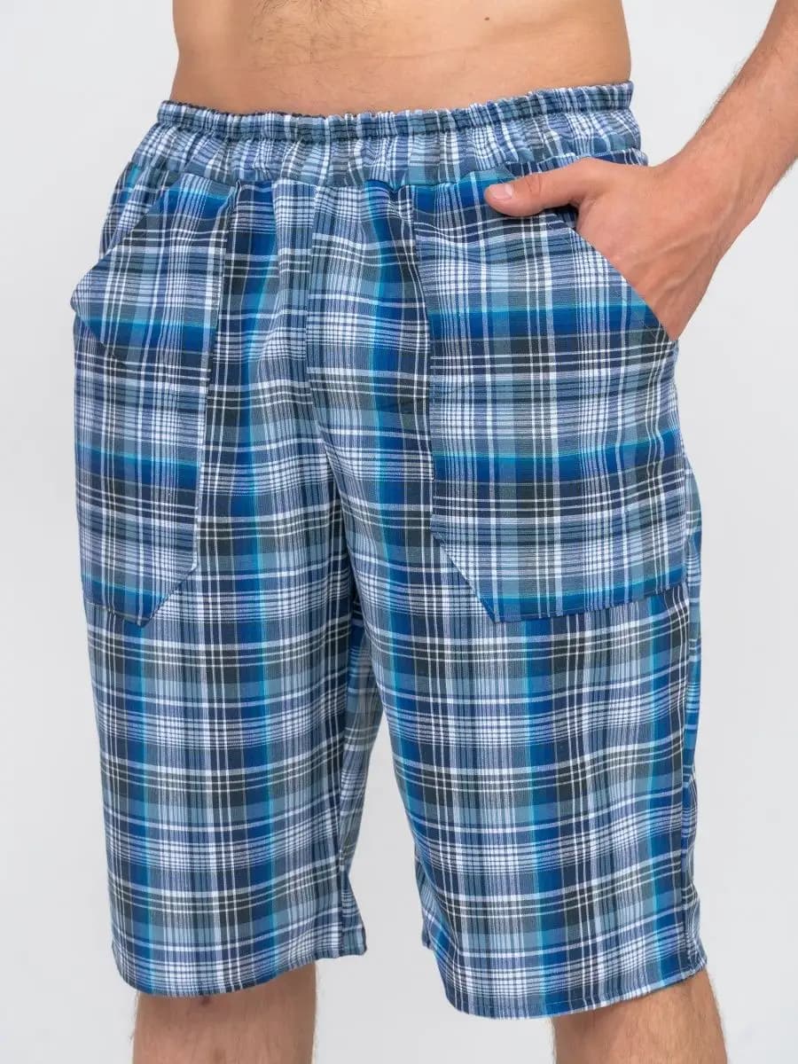 Шорты домашние хлопок больших размеров в клетку - фото 1