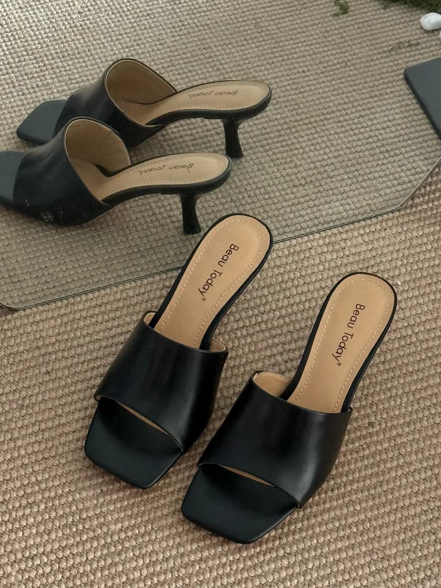 Мюли босоножки женские на каблуке с открытым носом