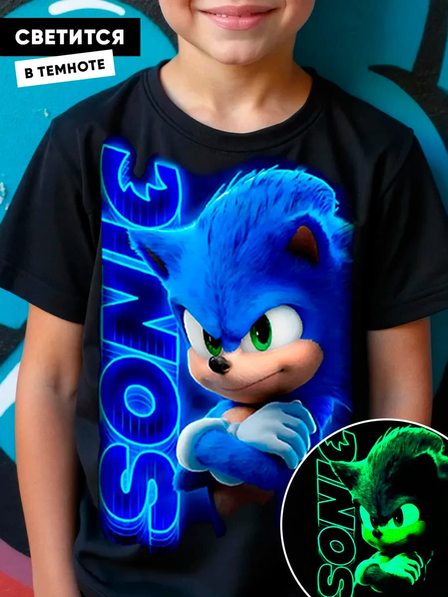 Детская футболка с принтом Соник