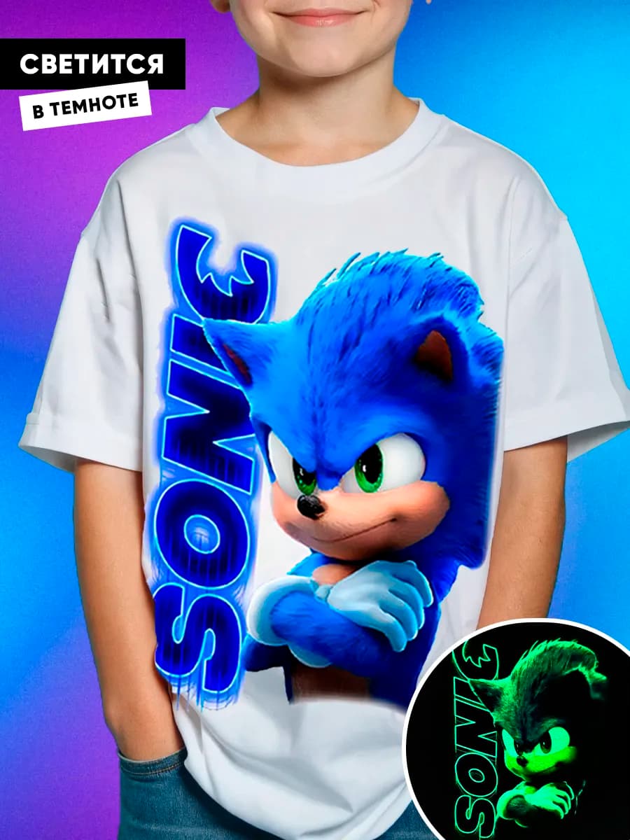 Детская футболка с принтом Соник