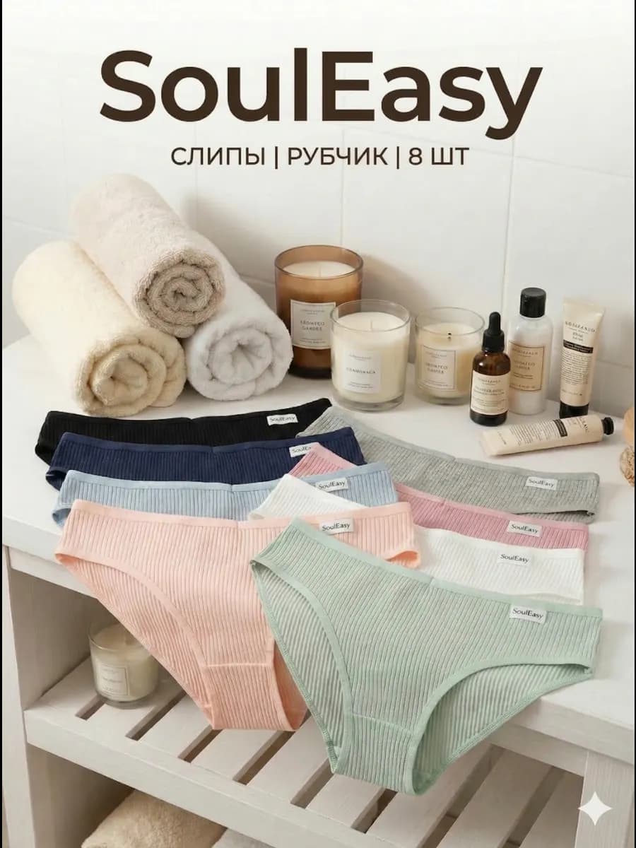 Трусы набор хлопок слипы 8 штук - фото 1