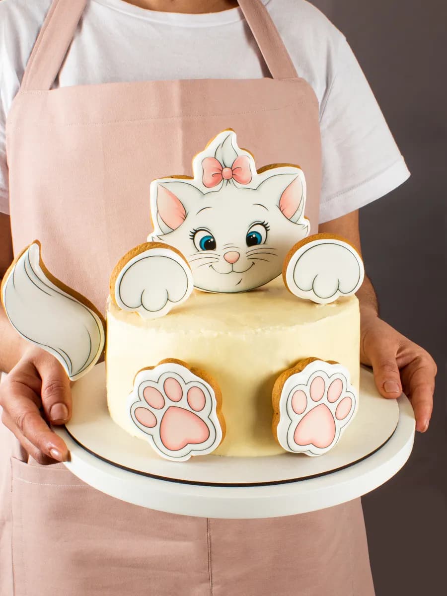Пряники на торт имбирные для девочки Кошечка