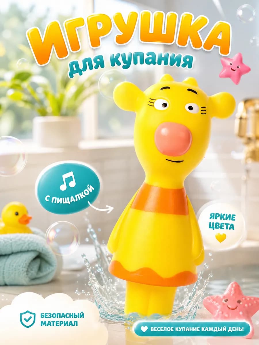 Игрушка для купания в ванной Оранжевая корова Зо