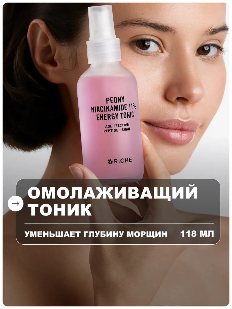 Тоник для лица с ниацинамидом и пептидами омолаживающий
