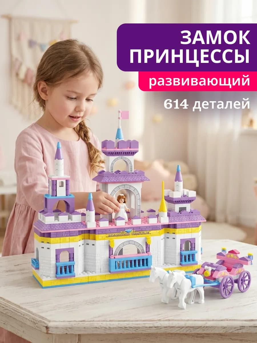 Конструктор детский блочный развивающий Замок принцессы