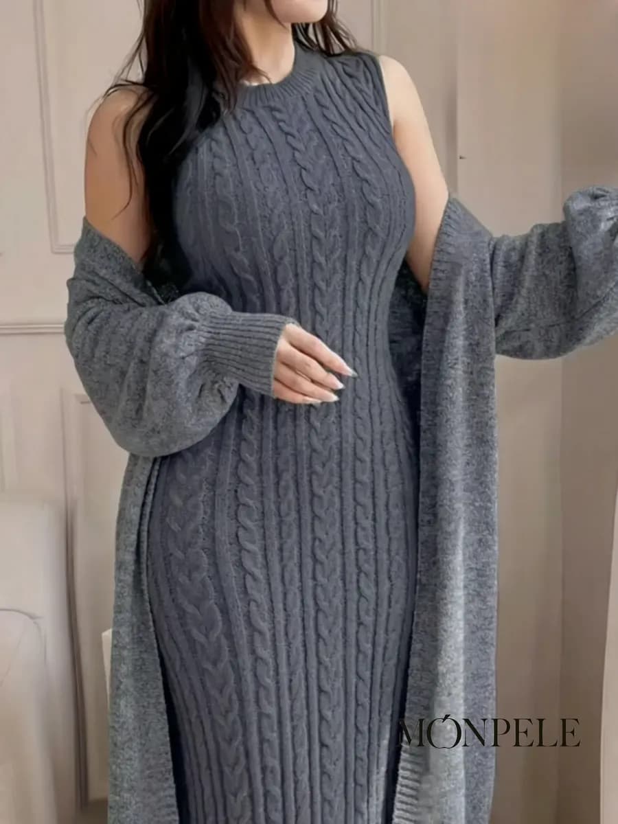 Костюм вязаный с платьем