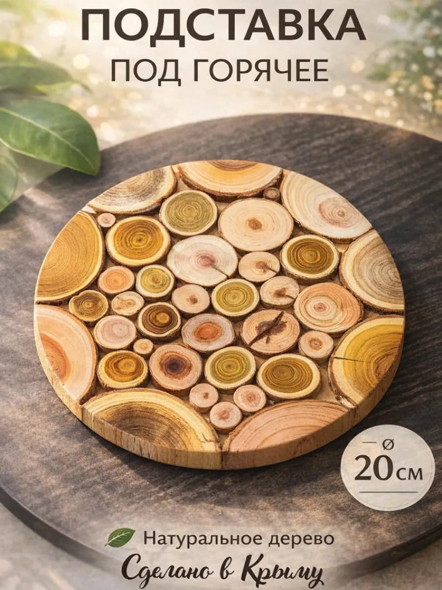 Деревянная подставка под горячее 20см