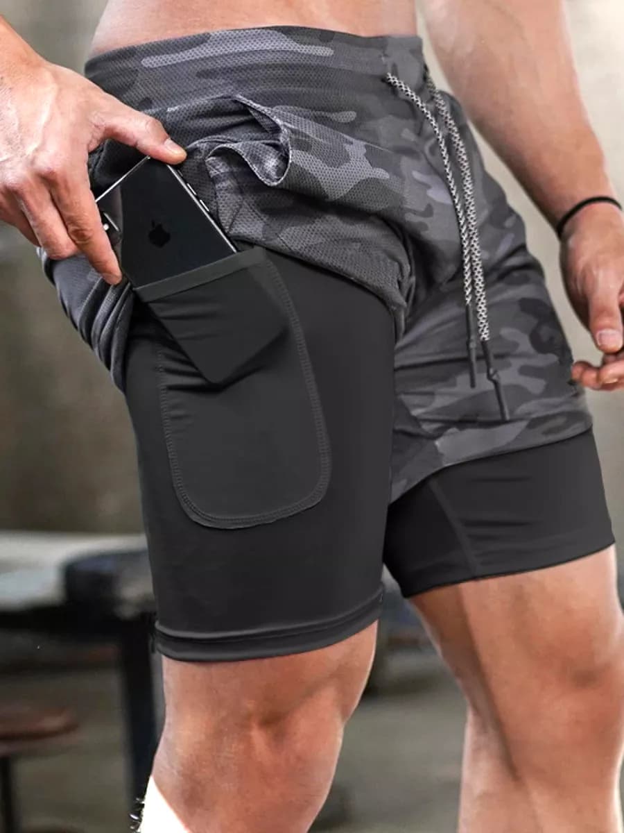 Шорты спортивные с тайтсами для фитнеса и мма