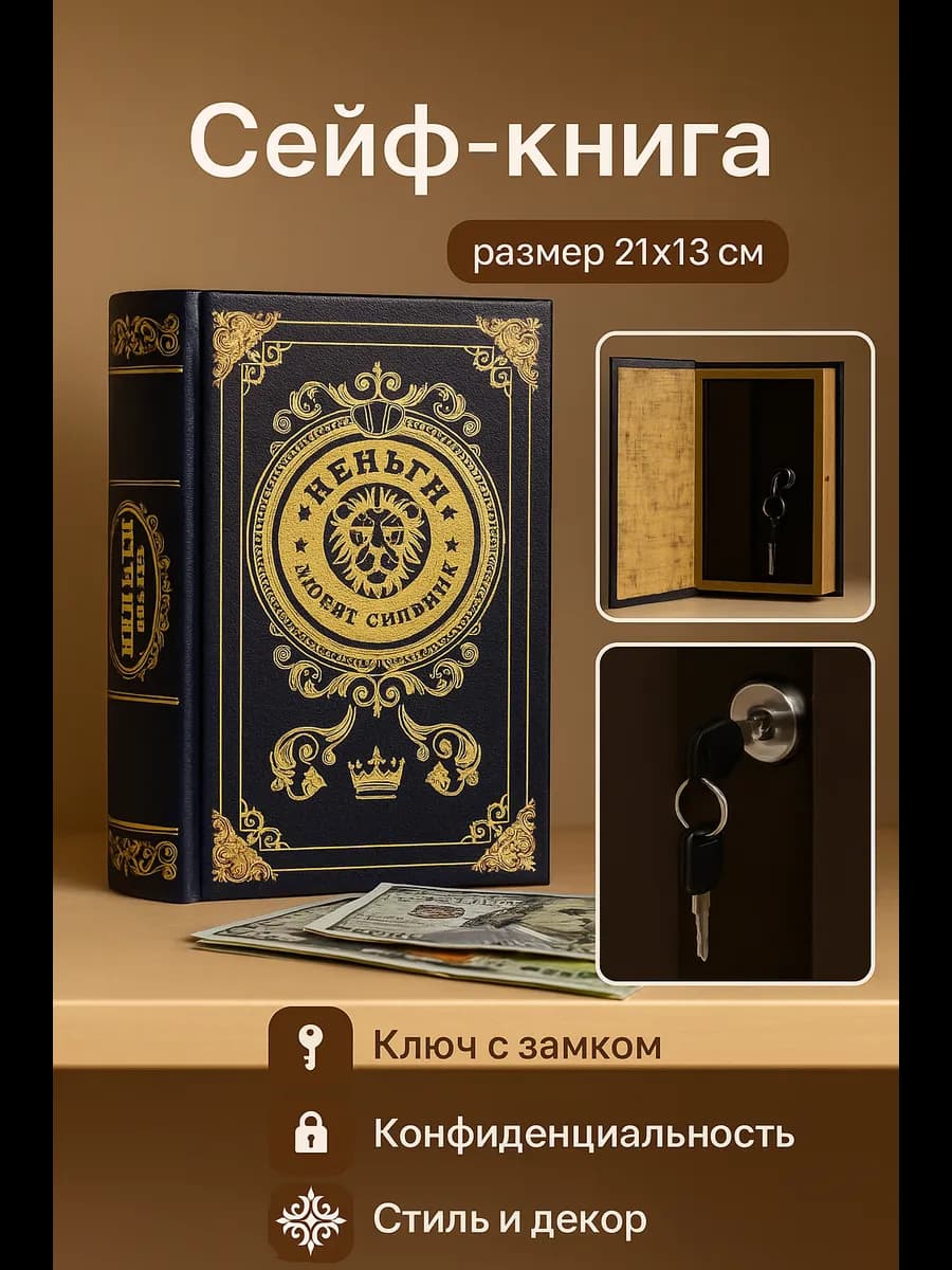 Шкатулка для украшений, сейф книга для денег