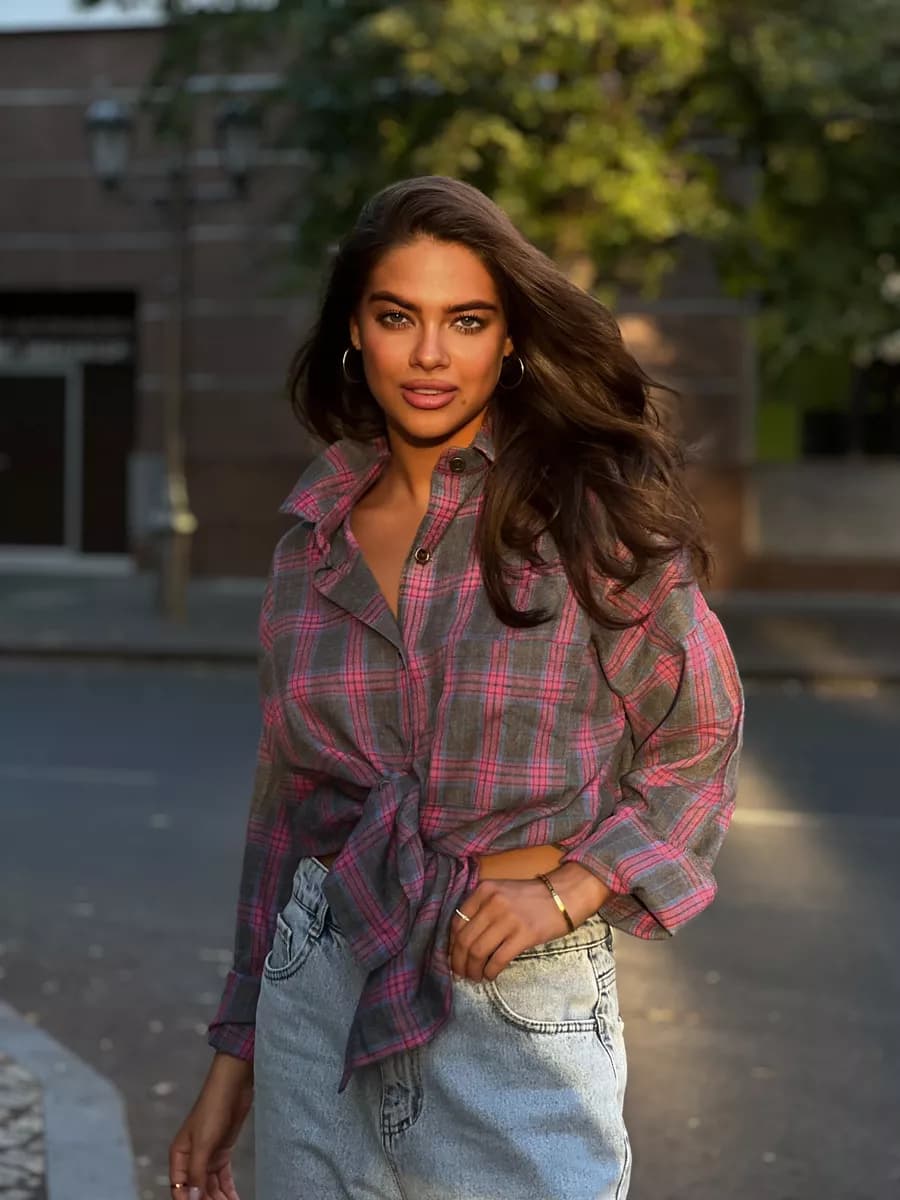 Рубашка в клетку оверсайз