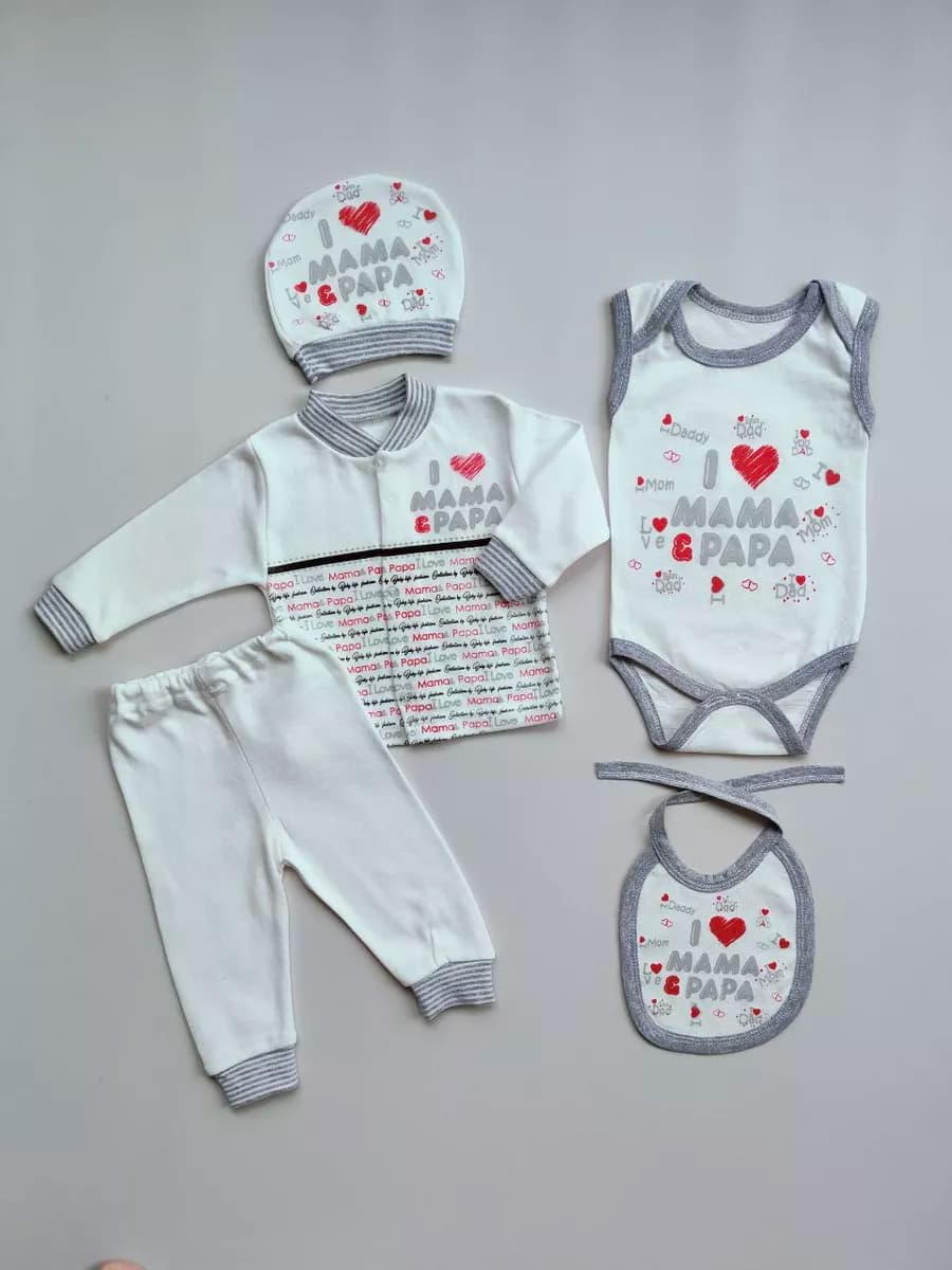 Комплект для новорожденного костюм нательный на выписку 5в1