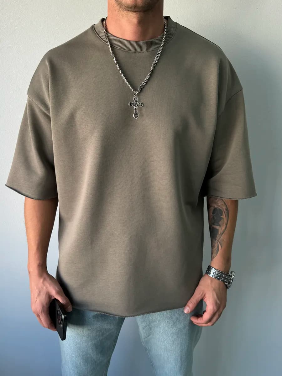 Футболка оверсайз плотная однотонная