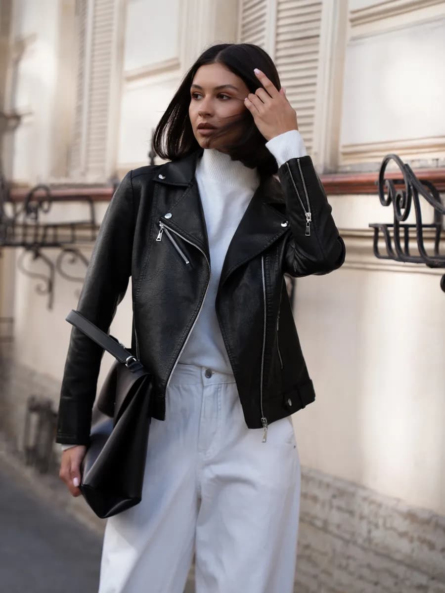 Косуха кожаная куртка укороченная