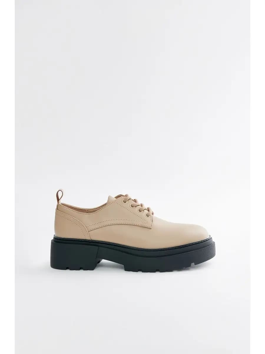 Ботинки дерби женские на высокой тракторной подошве