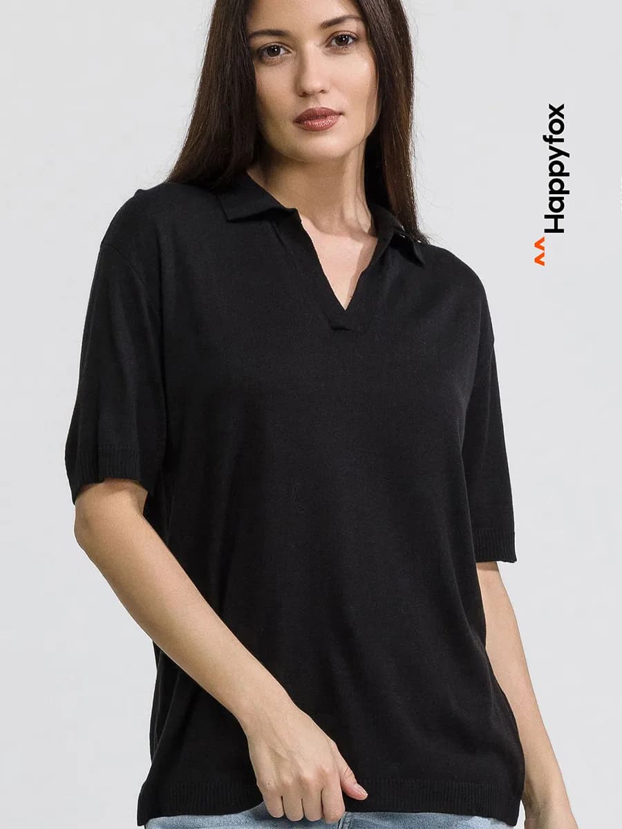 Футболка поло базовая из вязаного трикотажа