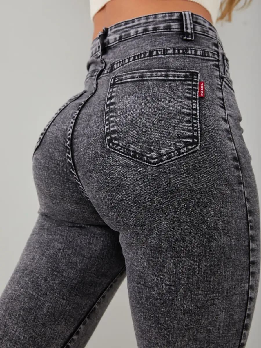 Джинсы женские скинни с высокой посадкой mom fit стрейч