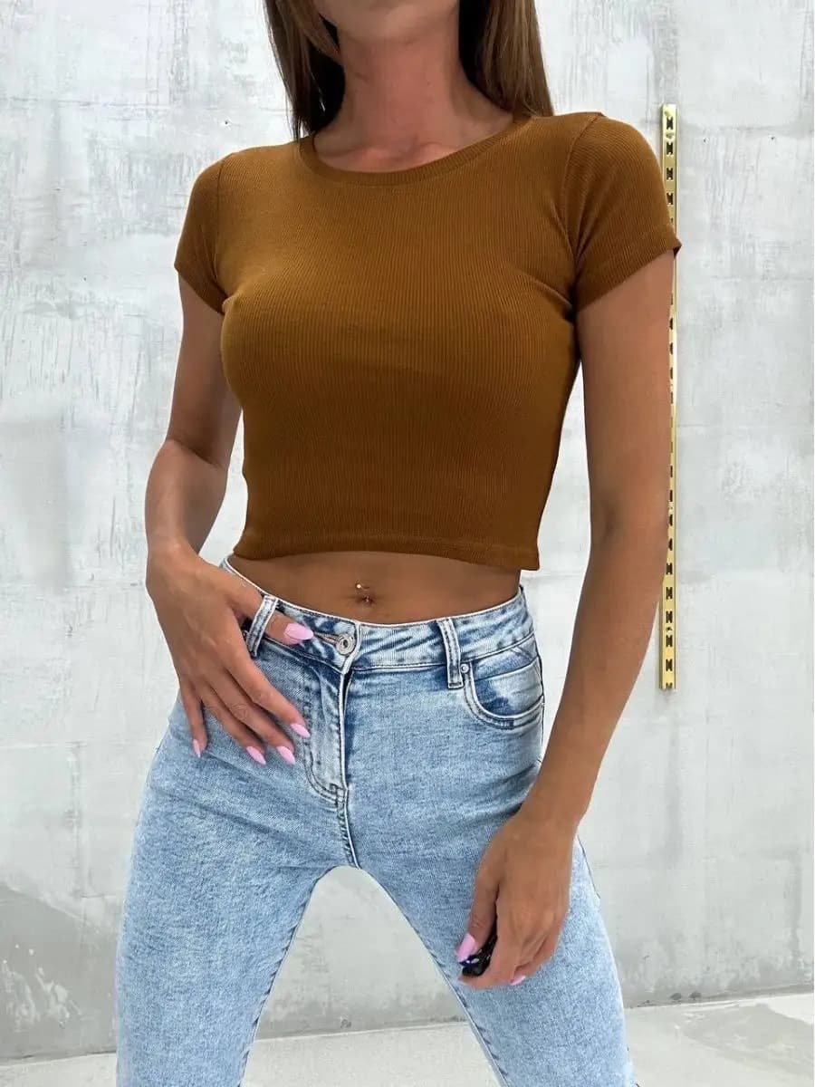 Кроп топ женский шорт майка под пиджак в рубчик