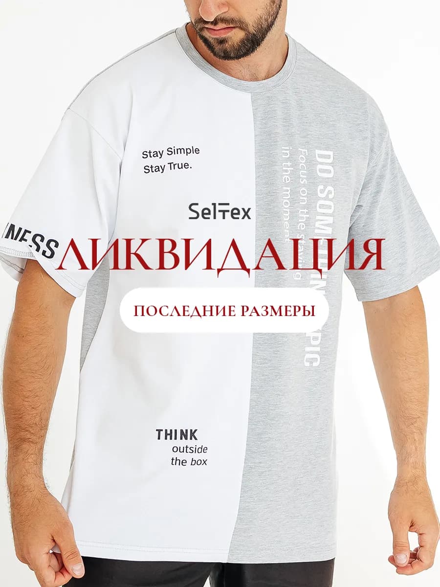 Футболка мужская спортивная двухцветная с принтом летняя
