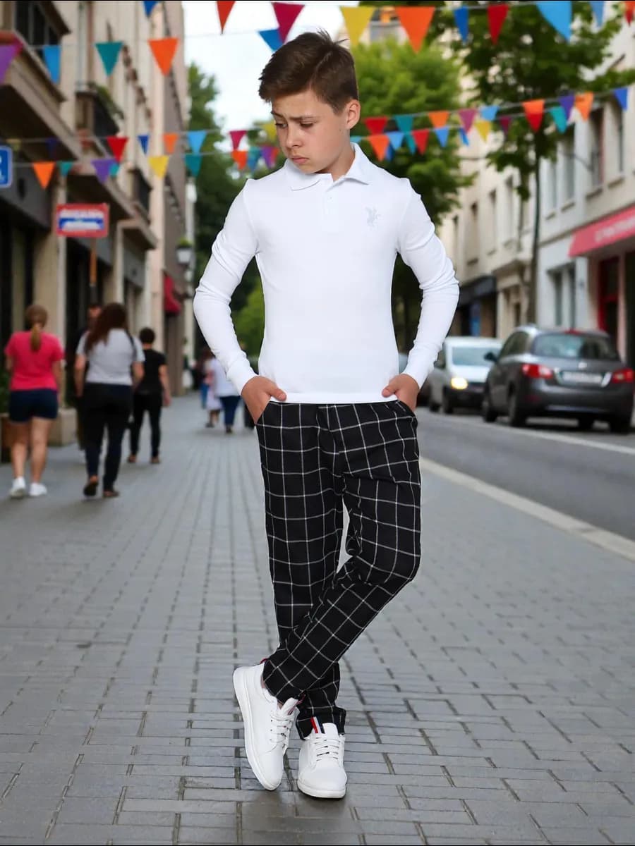 Брюки школьные в клетку для подростков