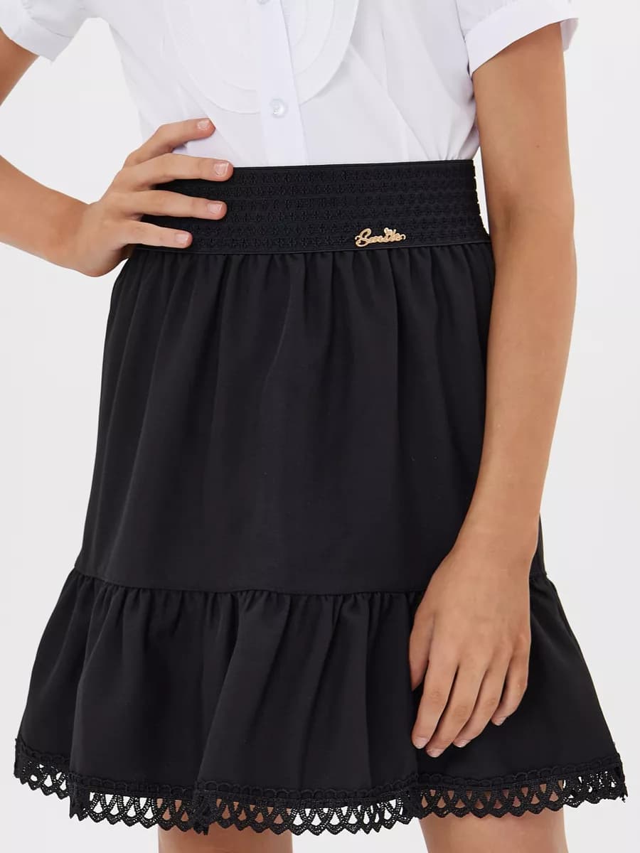 Юбка школьная на резинке кружевная