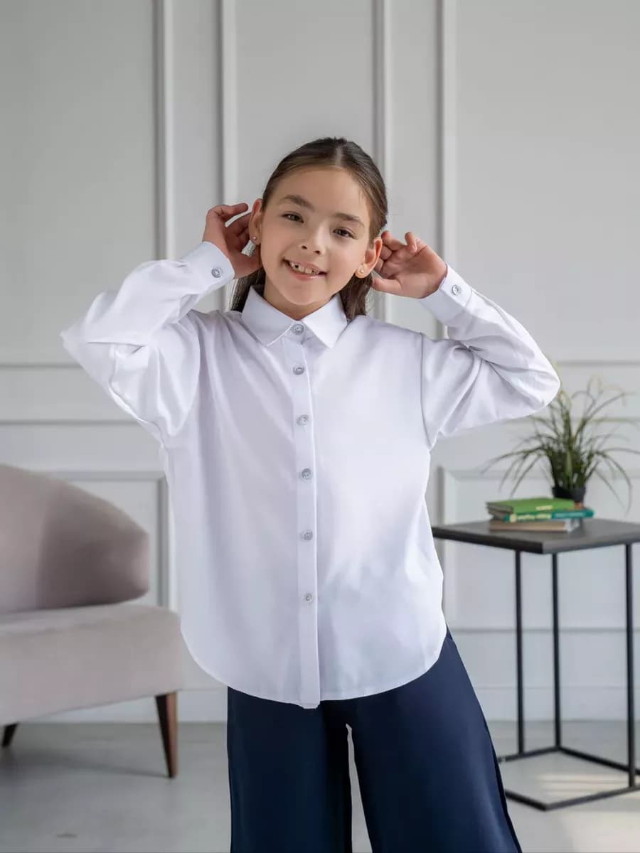Блузка школьная классическая с длинным рукавом