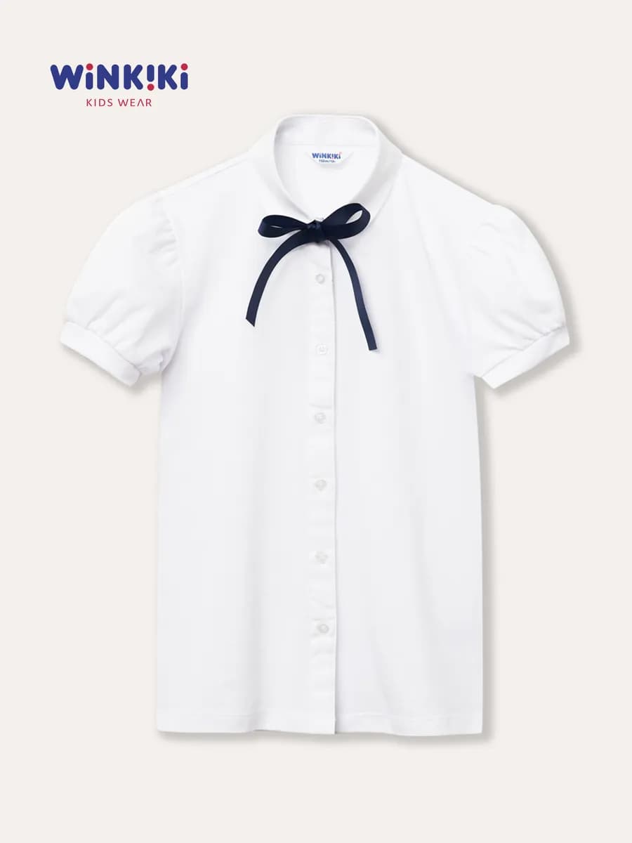 Блузка школьная нарядная с коротким рукавом - фото 1