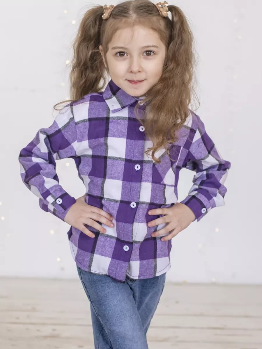 Рубашка в клетку трикотажная хлопок