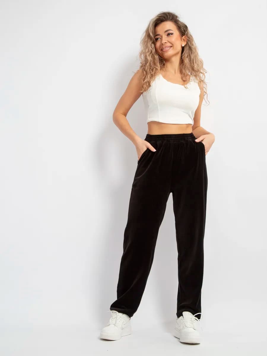 Брюки домашние спортивные велюровые теплые - фото 1