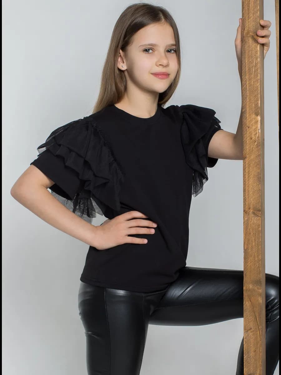 Футболка блузка нарядная праздничная с рюшами для подростка