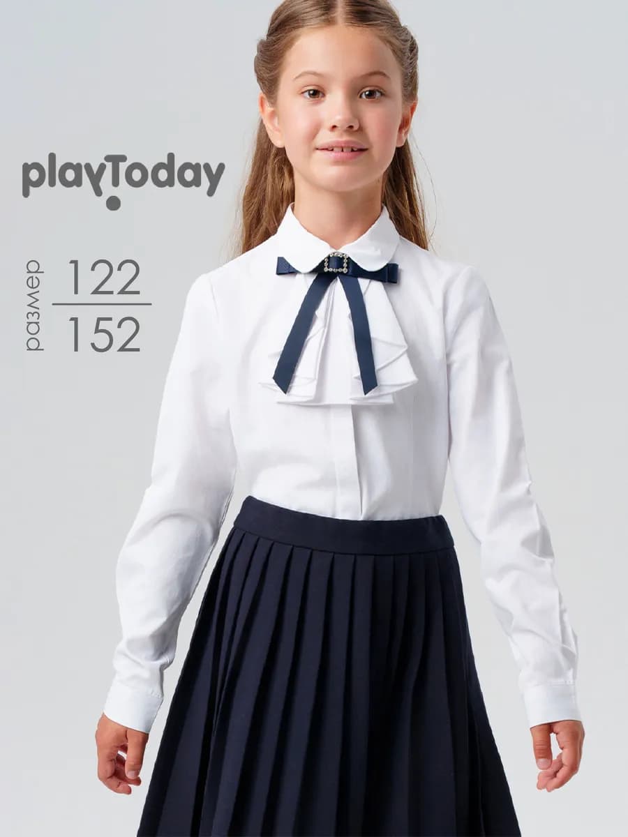 Блузка школьная белая с длинным рукавом для подростка