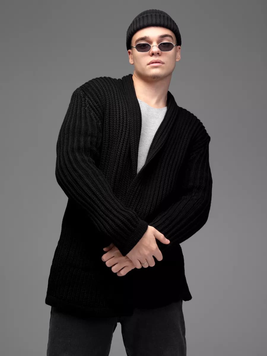 Кардиган вязаный оверсайз однотонный