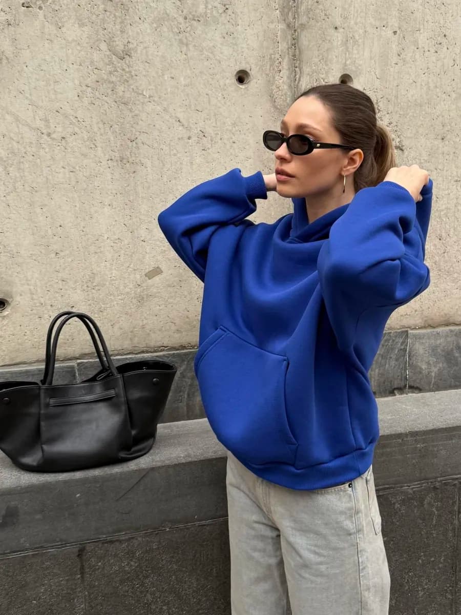 Худи оверсайз теплое с капюшоном y2k с начесом