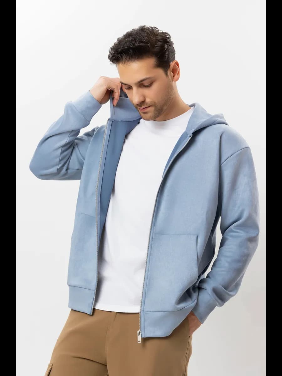 Зипка худи толстовка с капюшоном оверсайз замшевая - фото 1