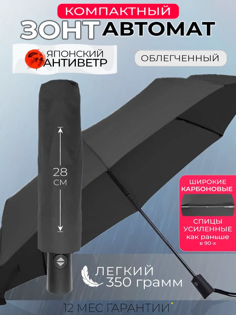 Зонт автомат антиветер компактный легкий