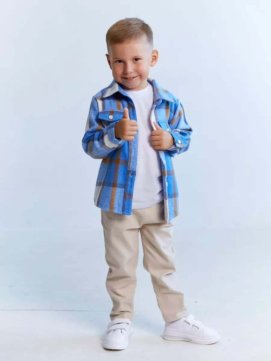 Рубашка в клетку модная детская