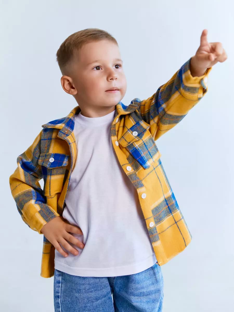 Рубашка в клетку модная детская