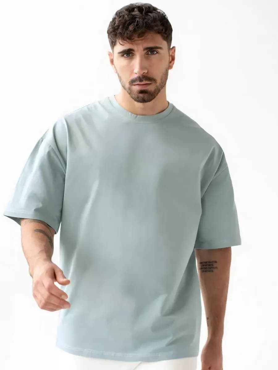 Футболка оверсайз базовая однотонная классическая - фото 1