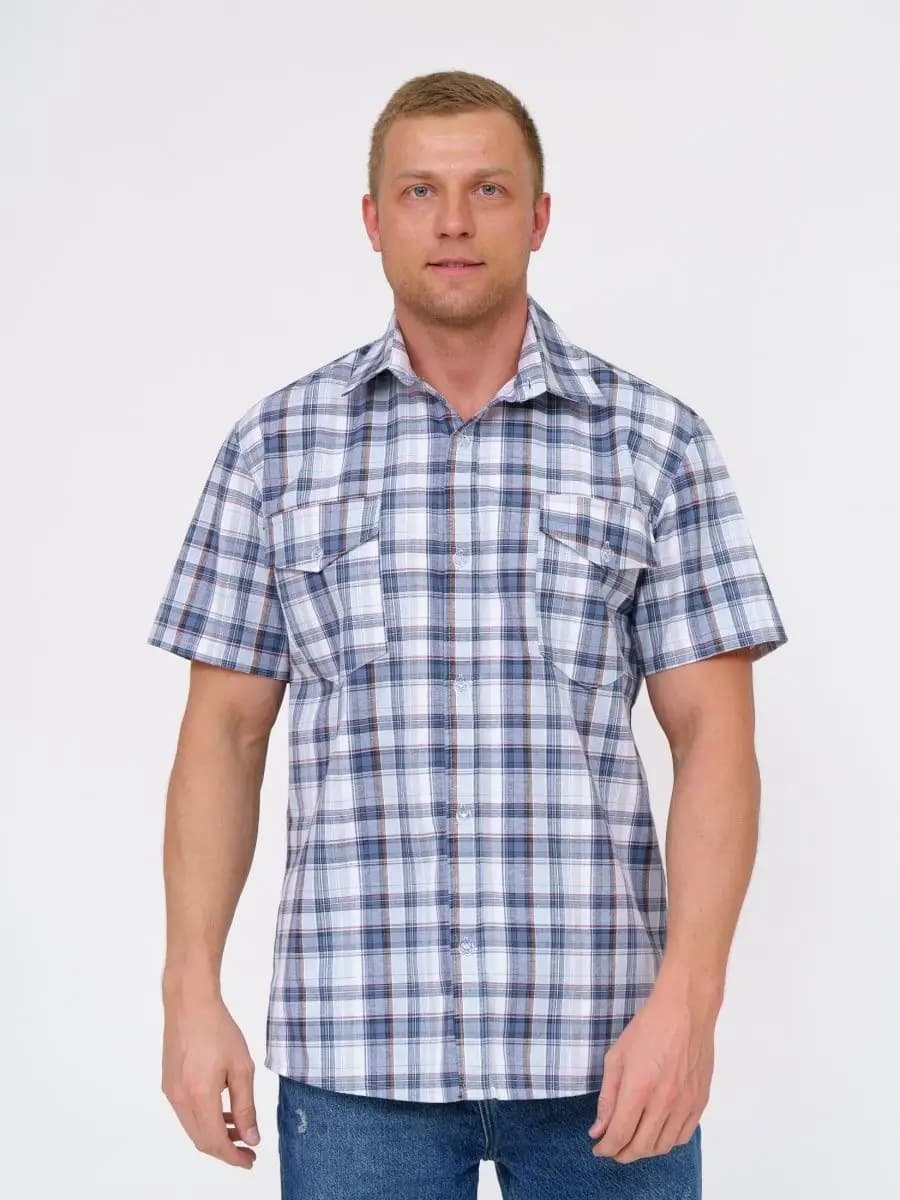 Рубашка в клетку с коротким рукавом - фото 1